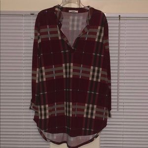Plaid long tunic top